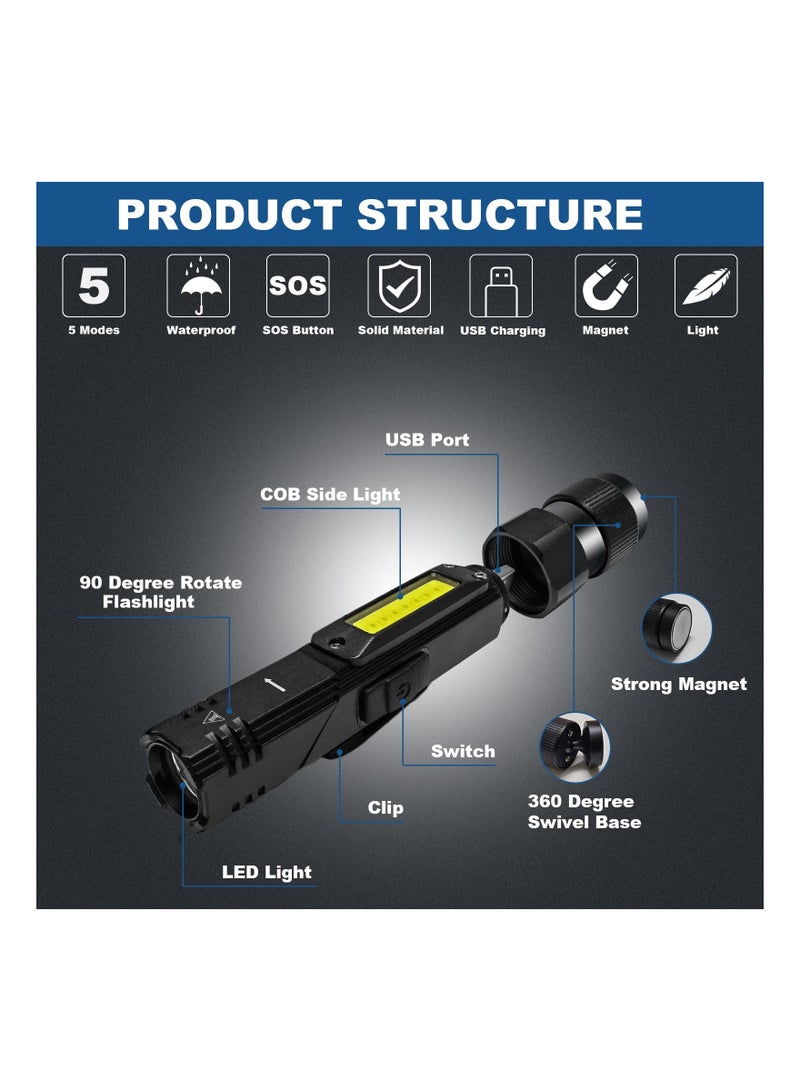 SYOSI Super Bright Handheld Torch Flashlight, Waterproof Shockproof Torch Light 3 Work Models Handheld Flashlight Solid Built Torch Light Durable Waterproof Torch Flashlight for Camping Fishing Emergency  - Image 4