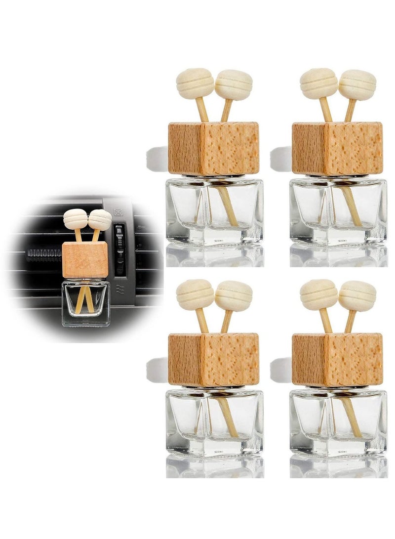 SYOSI Car Air Freshener Diffuser Bottles With Air Vent Clip, 4 Pack Empty Glass Perfume bottle Essential Oils Diffuser Vent Outlet Ornament Auto Fragrance Diffuser Bottle - Image 1