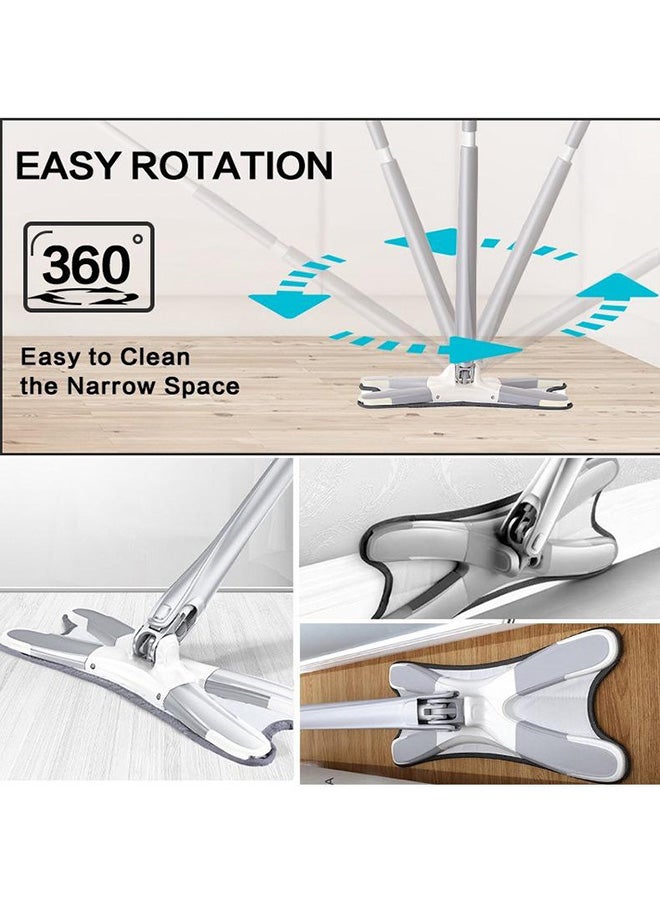 HRT WALL Easy Auto Squeeze Flip Microfiber Flat Floor Mop - 4 Reusable Original Pads - 360 Degree Dry Wet Dust Mop For Home Kitchen, Hardwood, Laminate, Ceramic Tile Floor Cleaning 