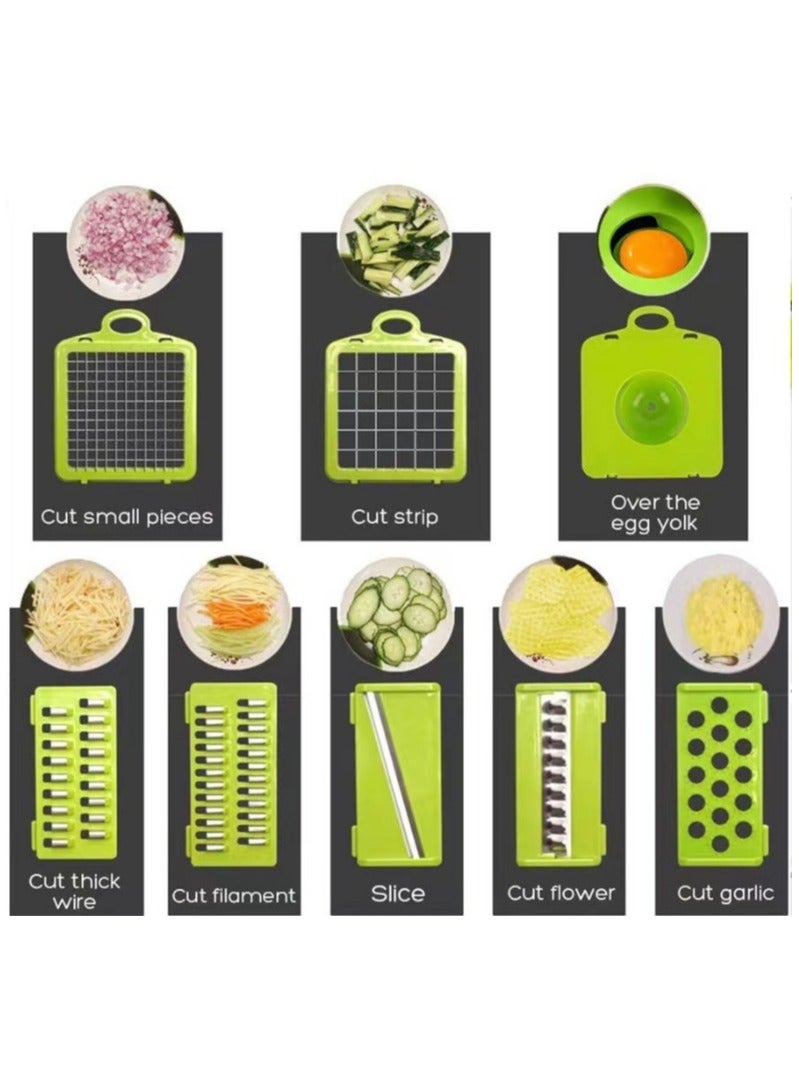 Vegetable Chopper, Pro Onion Chopper, 14 in 1Multifunctional Food Chopper, Kitchen Vegetable Slicer Dicer Cutter,Veggie Chopper With 8 Blades,Carrot and Garlic Chopper With Container - Image 2