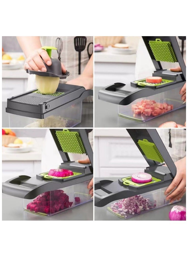 Vegetable Chopper, Pro Onion Chopper, 14 in 1Multifunctional Food Chopper, Kitchen Vegetable Slicer Dicer Cutter,Veggie Chopper With 8 Blades,Carrot and Garlic Chopper With Container - Image 3