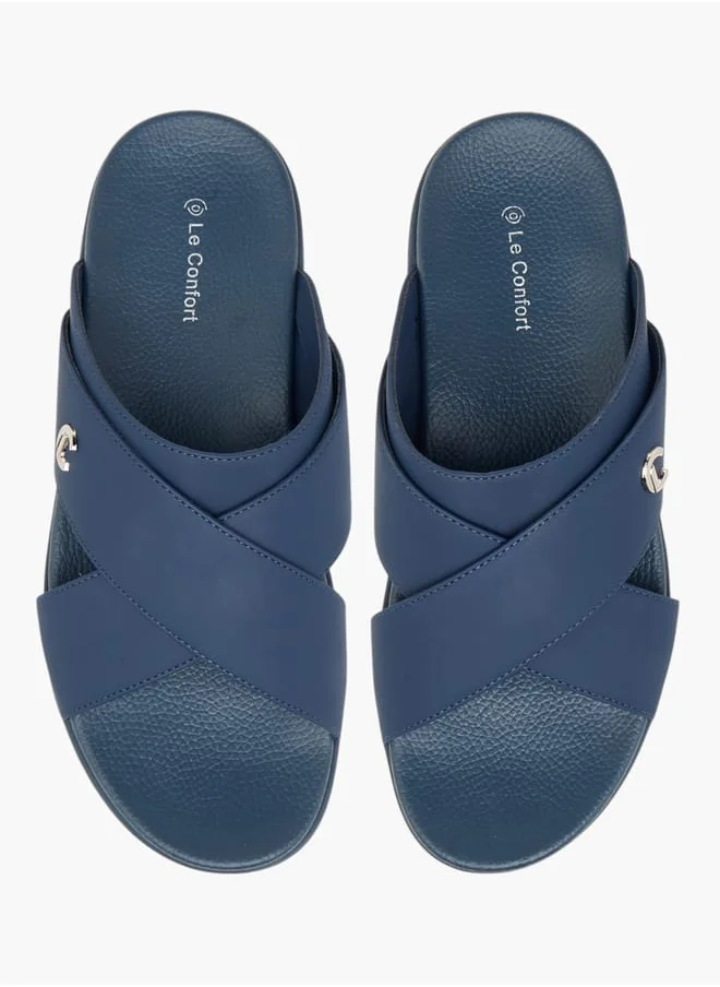 لو كونفورت Men Cross Strap Slip-On Sandals