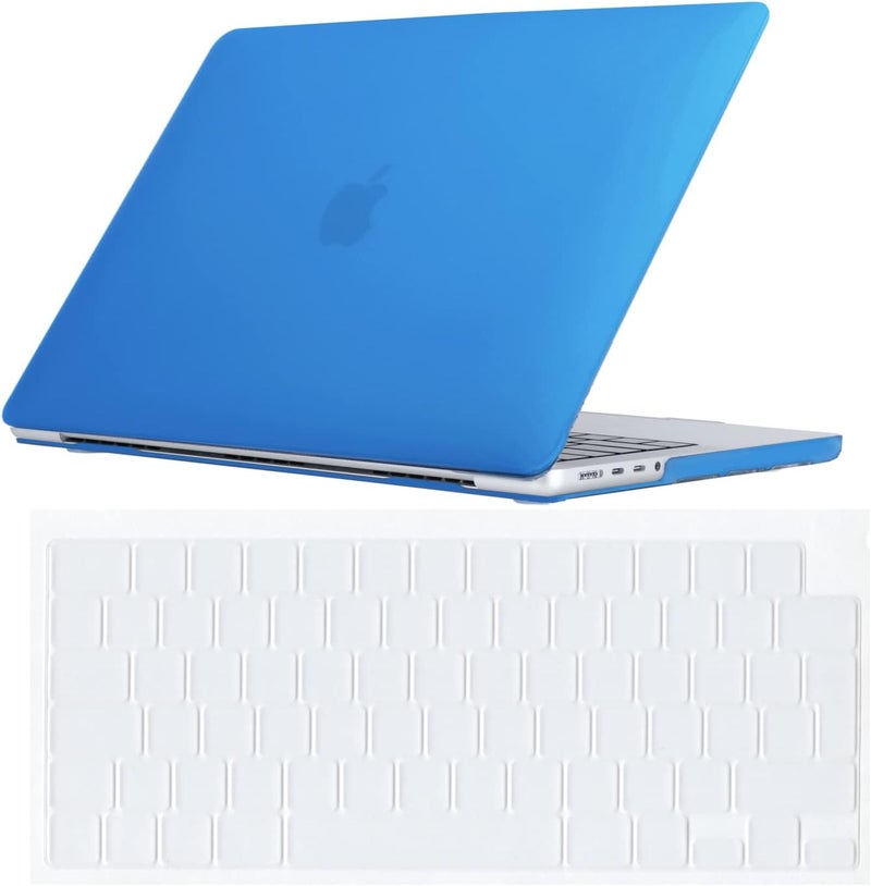 سيفن لاين متوافق مع حافظة MacBook Pro 16 بوصة 2021/2022 M3 M2 M1 Pro/Max A2485 A2779 A2991 حافظة صلبة واقية غير لامعة للكمبيوتر المحمول مع غطاء لوحة مفاتيح (تخطيط EU)، أزرق عميق - Image 1