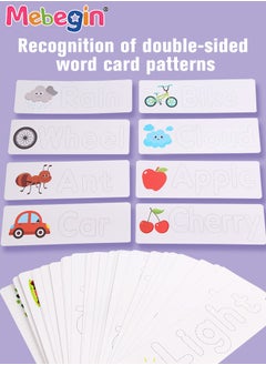 MEBEGIN Wooden Reading Alphabet Spelling Games with 28 Cards Letter Words Puzzle for Kids Montessori Spinning Alphabet Learning Toy for Preschool Boys Girls  - Image 3