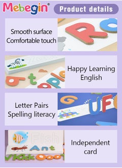 MEBEGIN Wooden Reading Alphabet Spelling Games with 28 Cards Letter Words Puzzle for Kids Montessori Spinning Alphabet Learning Toy for Preschool Boys Girls  - Image 5