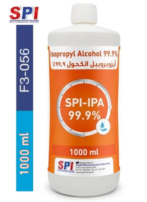 SPI-IPA Isopropyl Alcohol 99.9% Medical Pure For Surface and Tool Disinfection Effective Against Germs and Viruses 1000 ml