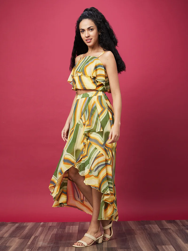 globus Women Printed Shoulder Straps Co-Ord Set