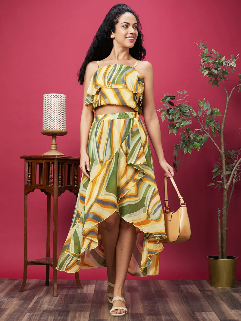 globus Women Printed Shoulder Straps Co-Ord Set