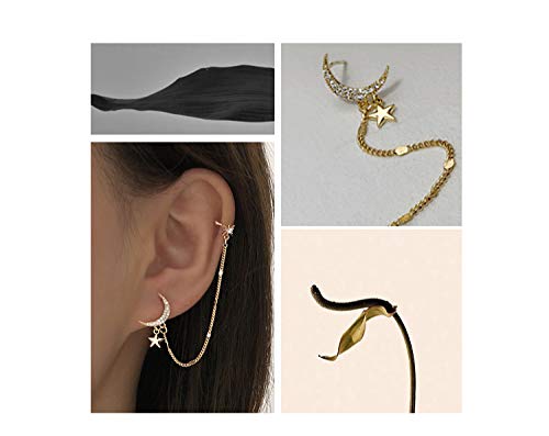 Sither Women Earring with Cuff Chain Ear Clips Ear Wraps Cuff Earrings Dangle Earrings Helix Cartilage Clip On Christmas Jewelry Gift for Her(1 Piece) - Image 4