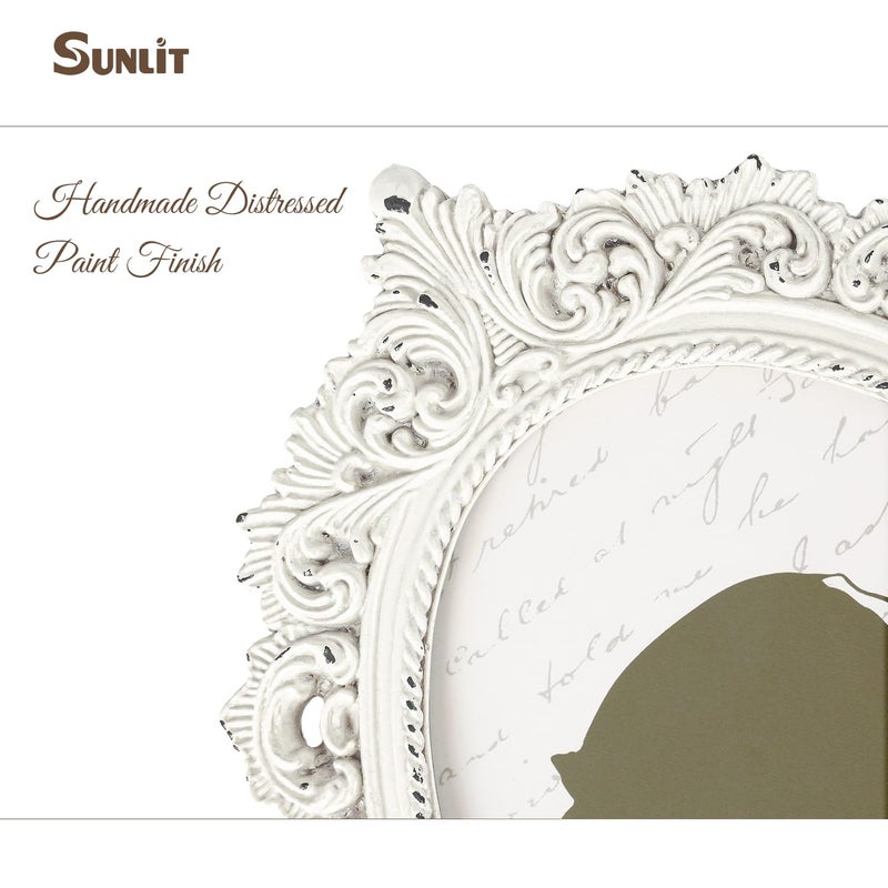 Sunlit Vintage Picture Frame 4x6 Inch  Oval Antique Photo Frames with Glass Front  Luxury Photo Display  Tabletop Wall Hanging  Gift Ideas  White - Image 5