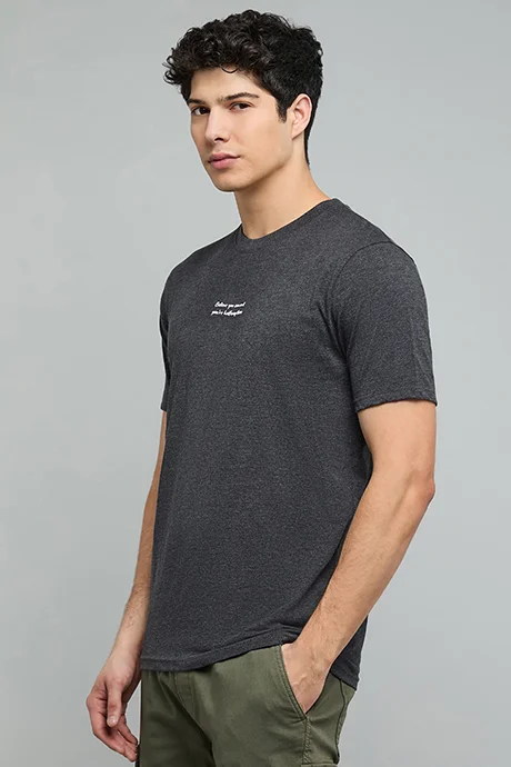 أر أند بي Printed T-Shirt with Crew Neck and Short Sleeves