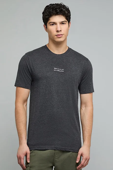 أر أند بي Printed T-Shirt with Crew Neck and Short Sleeves