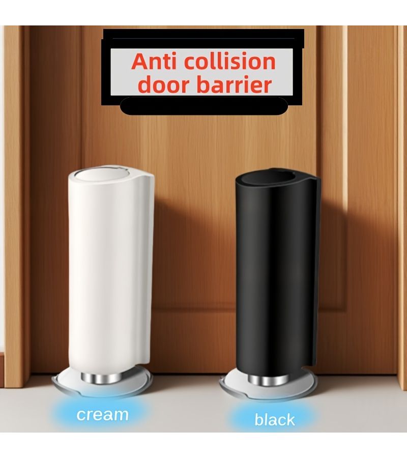 Black Magnetic Door Stopper Adjustable Height Anti Collision Wood Trim Cushion for Bathroom Office - Image 5