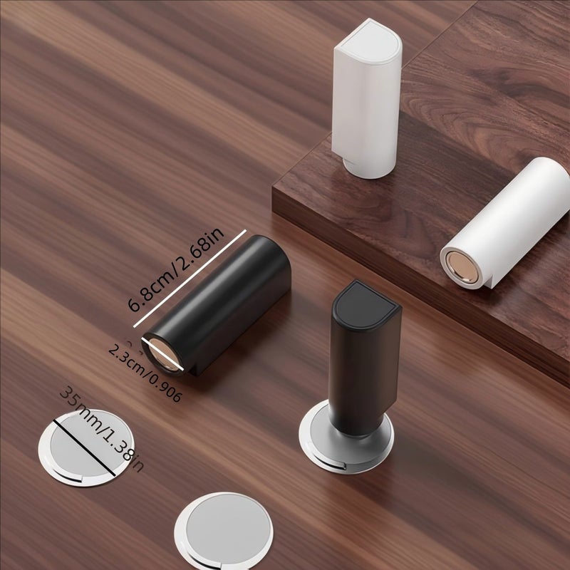 Black Magnetic Door Stopper Adjustable Height Anti Collision Wood Trim Cushion for Bathroom Office - Image 2