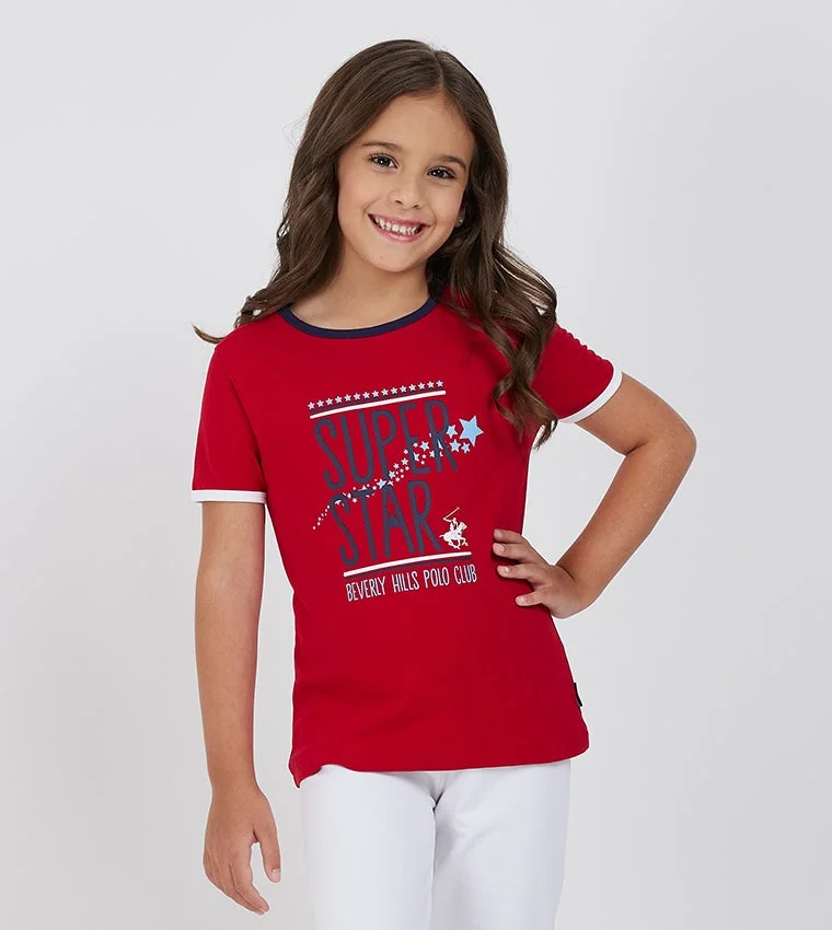 Printed T-shirt with Short Sleeves