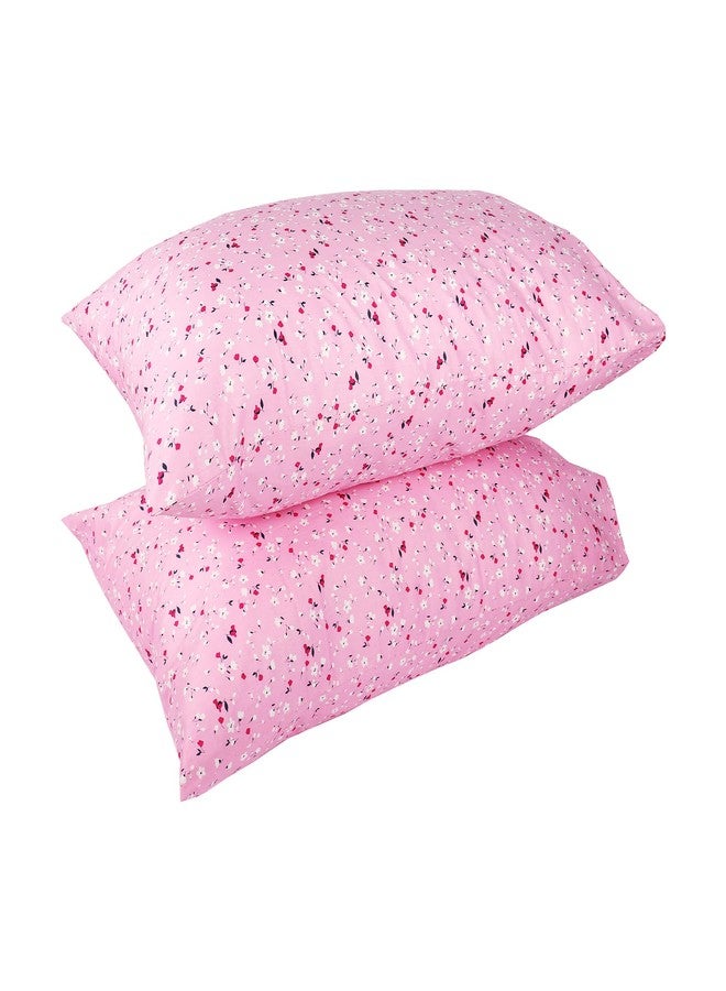 WBYCOTBED Soft Cotton Queen Size Pillowcases, Pink Floral Breathable Pillow Case with Envelope Closure - Image 2