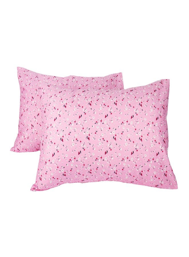 WBYCOTBED Soft Cotton Queen Size Pillowcases, Pink Floral Breathable Pillow Case with Envelope Closure - Image 1