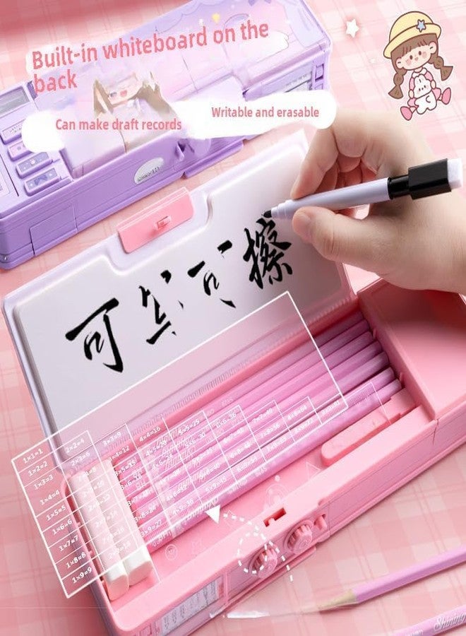 JBM ENTERPRISE Pink Cartoon Magnetic Pencil Box for Girls | Cute Candy Theme Stationery Organizer with Pop-Up Compartments, Built-in Sharpener, Eraser Tray | Multi-Functional Compass Box for Kids - Image 4