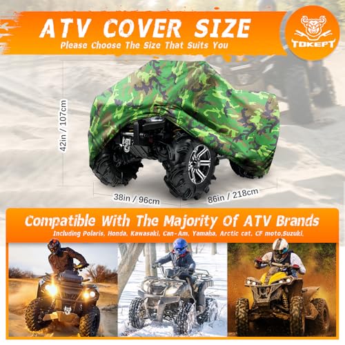 Tokept ATV Cover Waterproof Heavy Duty 4 Wheeler Cover Quad Cover All Season Weather Proof Outdoor UV Protection for Polaris Yamaha Suzuki Honda (Camouflage XXLarge) - Image 2