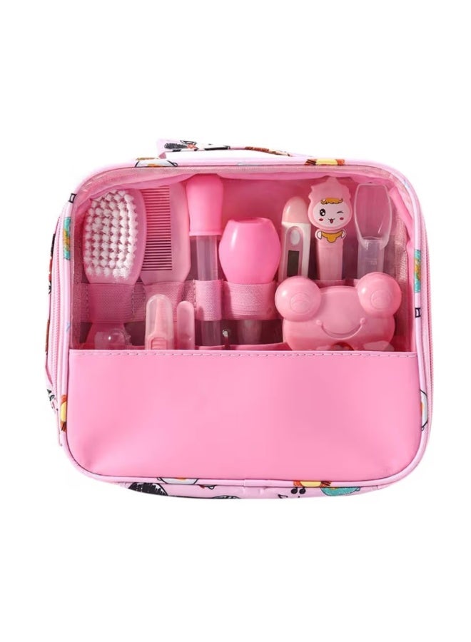 Sybil's Baby Care Kit 13pcs/Set Newborn Grooming Set Essential Healthcare Accessories for Travelling Home Use with Carry Bag (Pink) - Image 1