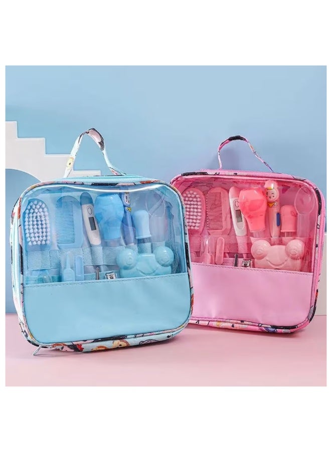 Sybil's Baby Care Kit 13pcs/Set Newborn Grooming Set Essential Healthcare Accessories for Travelling Home Use with Carry Bag (Pink) - Image 2