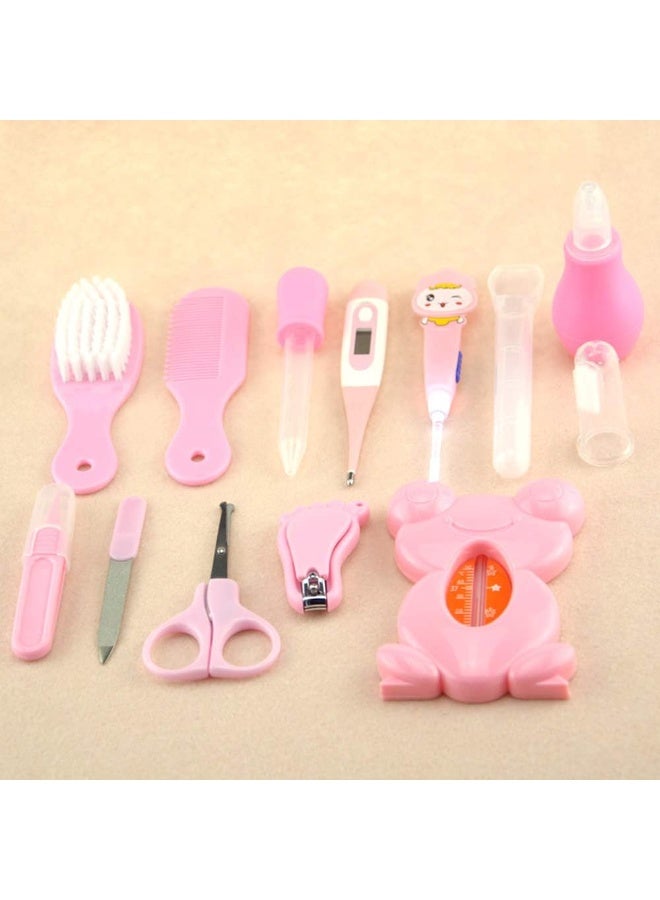 Sybil's Baby Care Kit 13pcs/Set Newborn Grooming Set Essential Healthcare Accessories for Travelling Home Use with Carry Bag (Pink) - Image 4