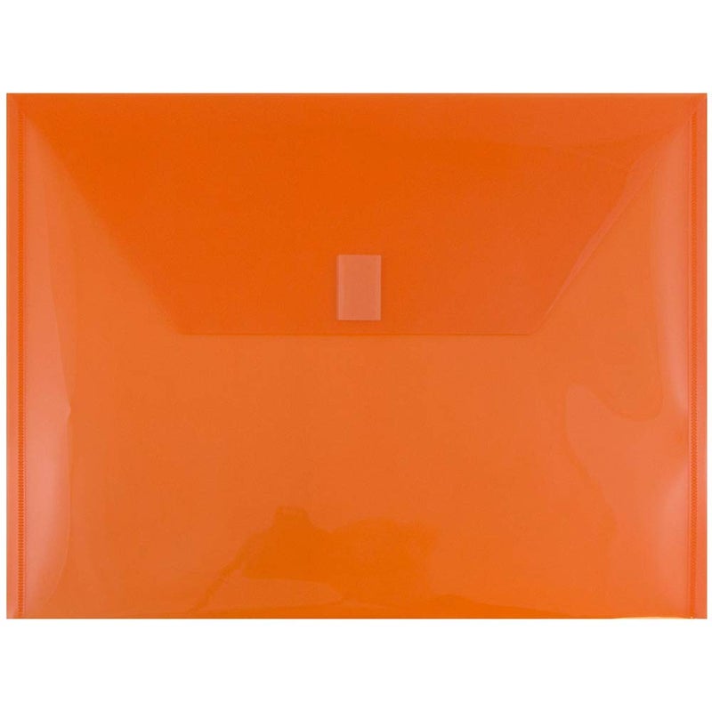 JAM PAPER Plastic Envelopes with Hook & Loop Closure - Letter Booklet - 9 3/4 x 13 - Orange - 12/Pack - Image 1