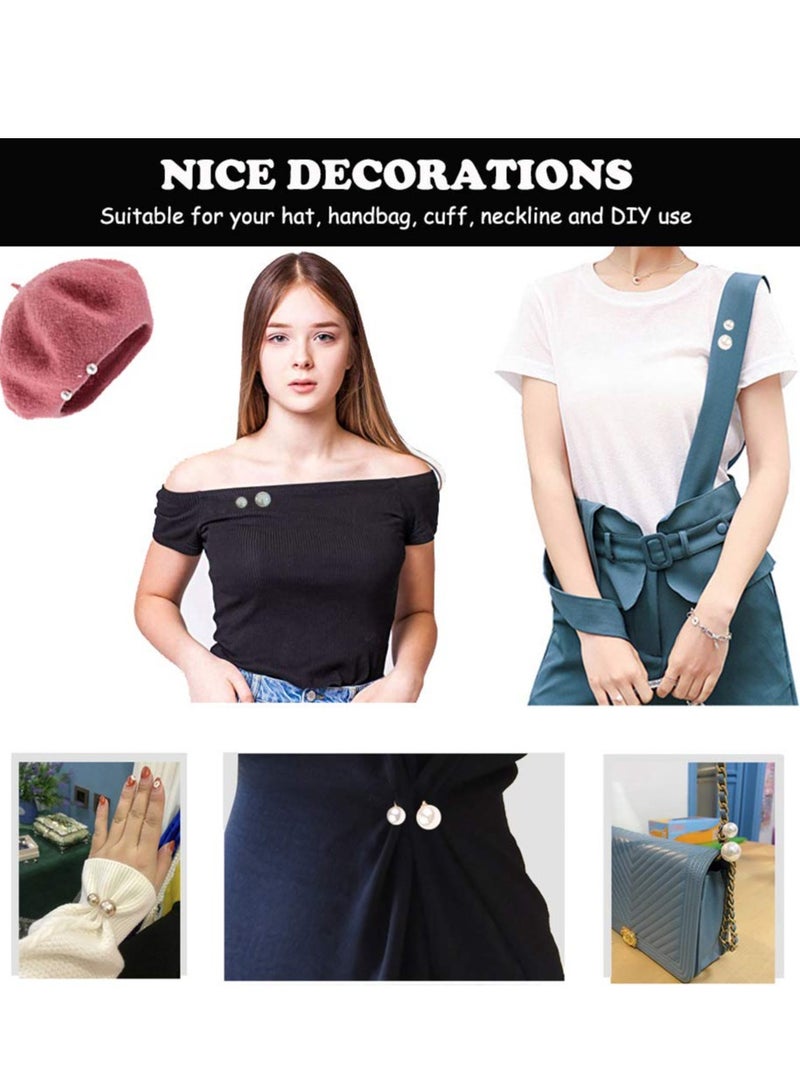 Zikra Faux Pearl Brooch Pins, Safety Pin Wedding Decoration Shawl Collar Shirt Pin Buttons Sweater Brooches Anti-Exposure Neckline Safety Pins Wedding Party Decorations 6pcs - Image 5