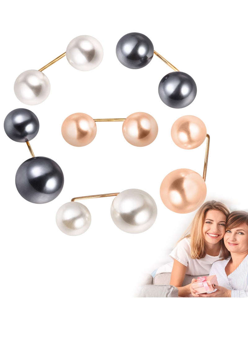 Zikra Faux Pearl Brooch Pins, Safety Pin Wedding Decoration Shawl Collar Shirt Pin Buttons Sweater Brooches Anti-Exposure Neckline Safety Pins Wedding Party Decorations 6pcs - Image 1