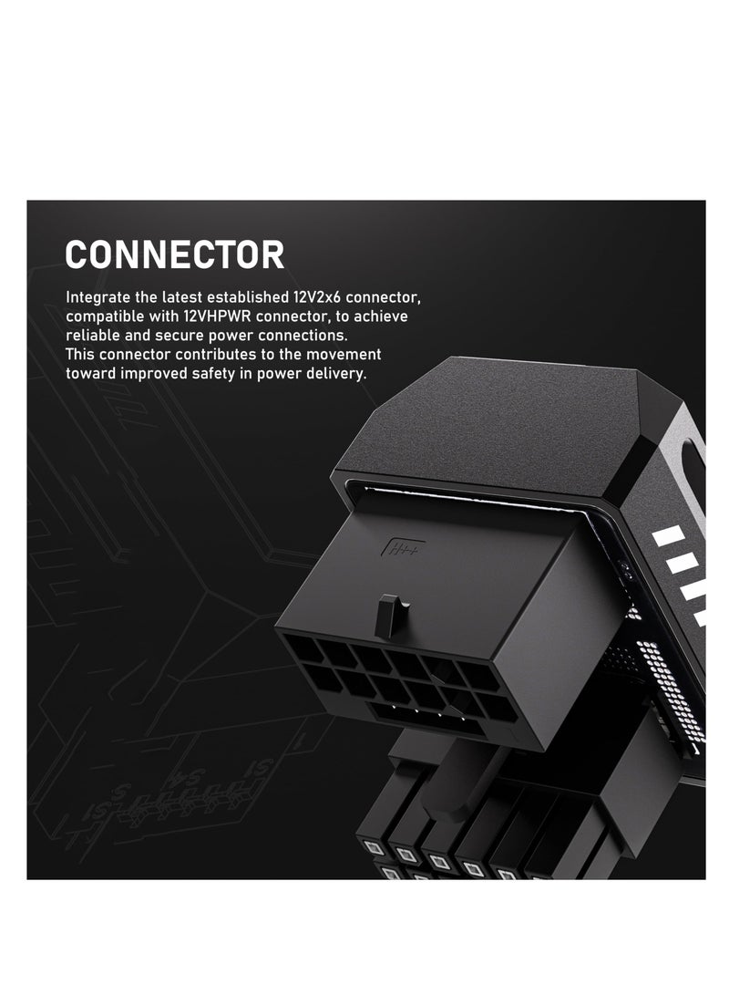 SOLARAE PCIe 5.0 Adapter - 600W 12+4pin, 16pin 12VHPWR GPU Power Connector, 180 Degree Right Angle - Compatible with RTX 3090Ti, 4070Ti, 4080, 4090 Graphics Cards - RVS Type, Black, 1 Pack - Image 4