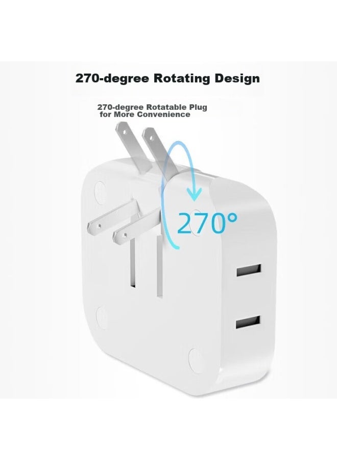 Delipow Socket Adapter, One-to Ultra-thin 270-degree Rotating Wall-mounted Foldable Gap Flat Two-g Plug Travel Power Socket - Image 3