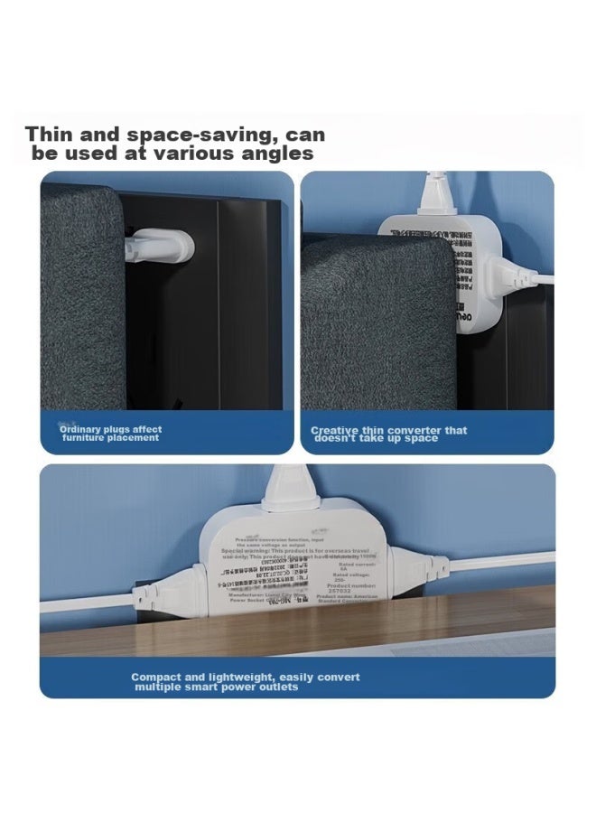 Delipow Socket Adapter, One-to Ultra-thin 270-degree Rotating Wall-mounted Foldable Gap Flat Two-g Plug Travel Power Socket - Image 2