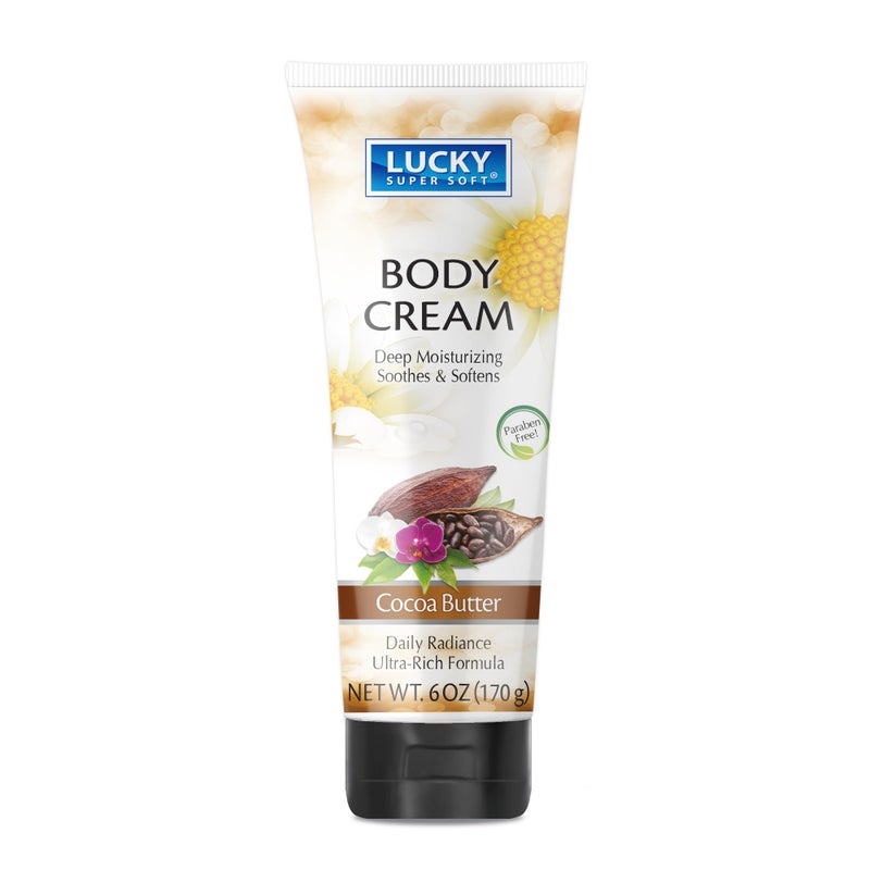 Lucky Super Soft Body Cream, Cocoa Butter, 6 Ounce - Image 1