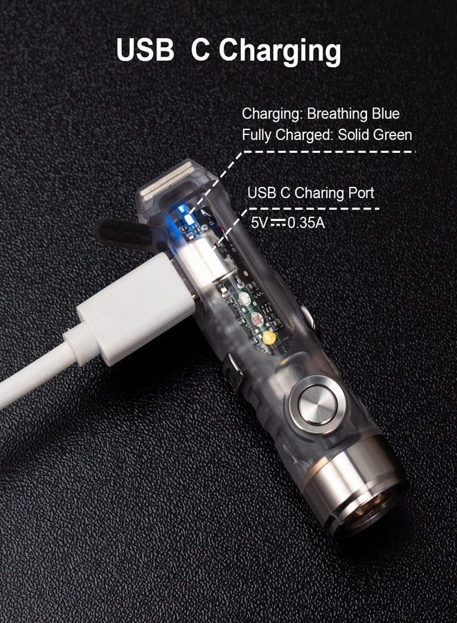 RovyVon 4th USB-C Aurora A8 EDC Flashlight, 6500K LED Max 650 Lumen, Momentary On Keychain Light with Magnetic Clip/Base, Lock Mode, for Checking Outdoor(365nm/Red/White) - Image 4
