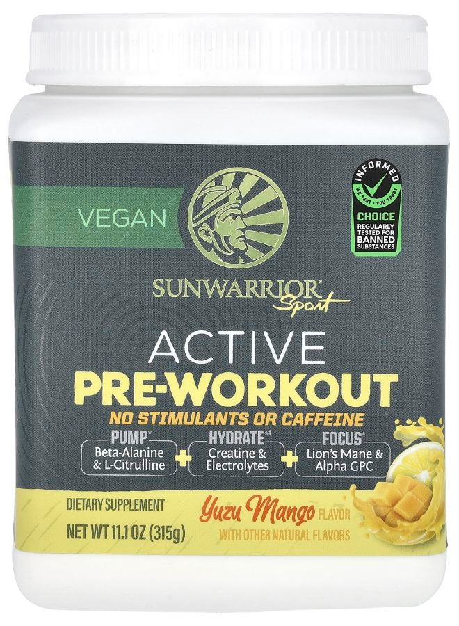 Sport Active PreWorkout No Stimulants or Caffeine Yuzu Mango 11.1 oz (315 g)
