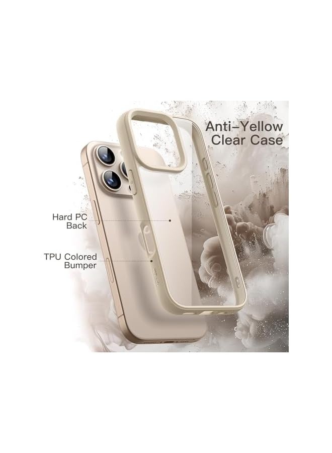 جي تيك حافظة لهاتف iPhone 16 Pro Max مقاس 6.9 بوصة، غطاء ممتص للصدمات للهاتف، إطار من مادة TPU بلون سادة غير لامع، ظهر شفاف مضاد للخدش (تيتانيوم صحراوي) - Image 3