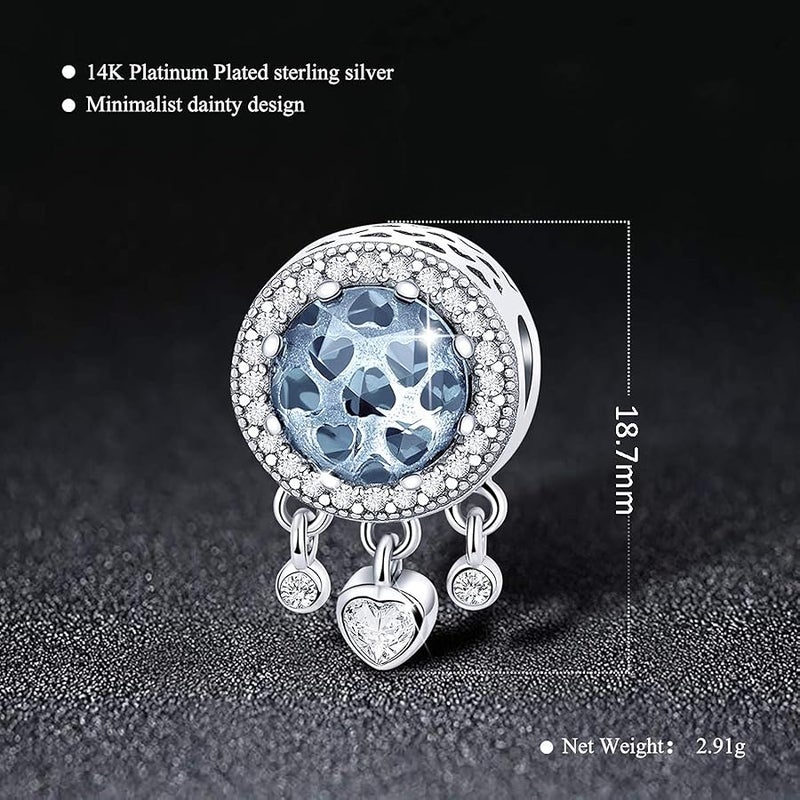 Forever Queen Dream Catcher Charm fit Charms Bracelet 925 Sterling Silver Feathers Tassel Bead Charm with Colorful Stones Pendant for European Necklace Jewelry, Sterling Silver - Image 2
