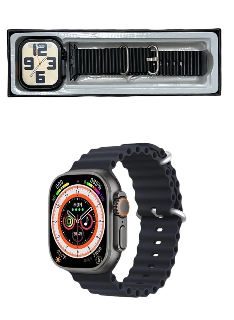 New T900 Ultra Smart Watch, Elegant Design 2.09", Infinite Display, NFC, Fitness Tracker, Heart Rate, Oxygen Monitor, Calls, Wireless Charging, Works With IOS and android for men, women