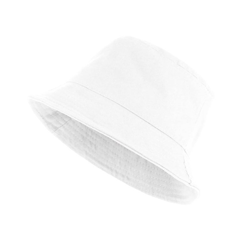 PFFY Bucket Hat for Women Men Cotton Summer Sun Beach Fishing Cap White - Image 1