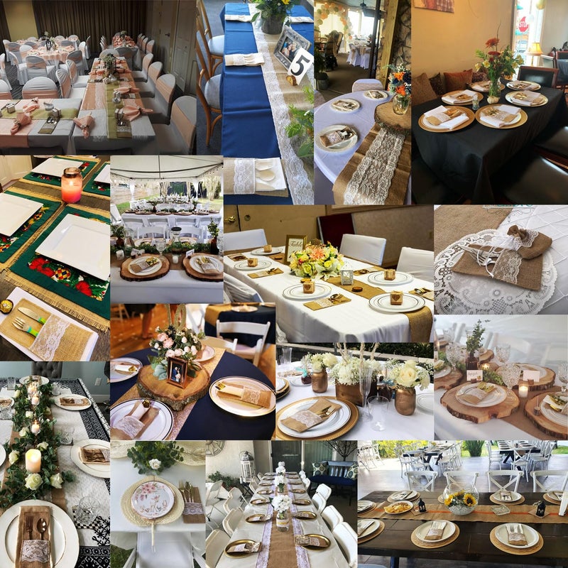 Honbay 12PCS Burlap Lace Knifes Forks Napkin Silverware Bags Utensil Cutlery Holders for Party Wedding (8 x 4 Inch) - Image 5