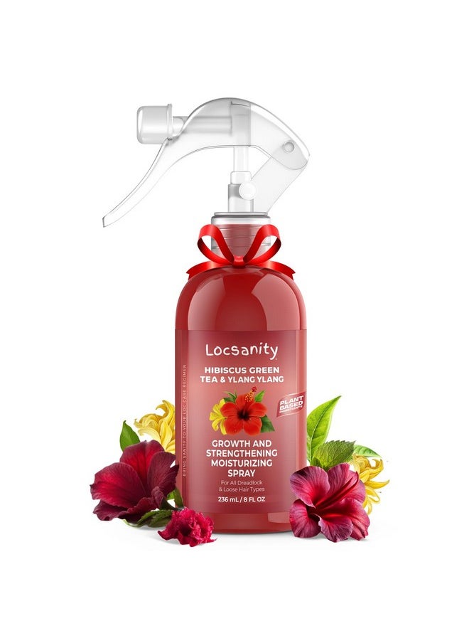 Locsanity Locsanity Hibiscus Green Tea Hair Growth Spray for Dreadlocks and Loose Hairstyles Hair Care Treatment - Loc Moisturizer for Thicker, Fuller, Longer Hair (8oz)  - Image 1