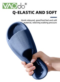 VAOdo Pillow Slippers for Men Non Slip Quick Drying Shower Slides Bathroom Sandals Thick Sole Blue  - Image 5
