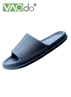 VAOdo Pillow Slippers for Men Non Slip Quick Drying Shower Slides Bathroom Sandals Thick Sole Blue  - Image 1