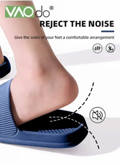 VAOdo Pillow Slippers for Men Non Slip Quick Drying Shower Slides Bathroom Sandals Thick Sole Blue  - Image 4