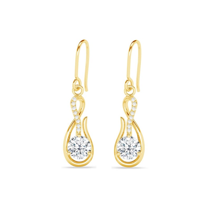 CLARA 925 Sterling Silver Ceci Solitaire Pendant Earrings Chain Necklace Jewellery Set | Gold Plated, Swiss Zirconia |Gift for Women and Girls - Image 1