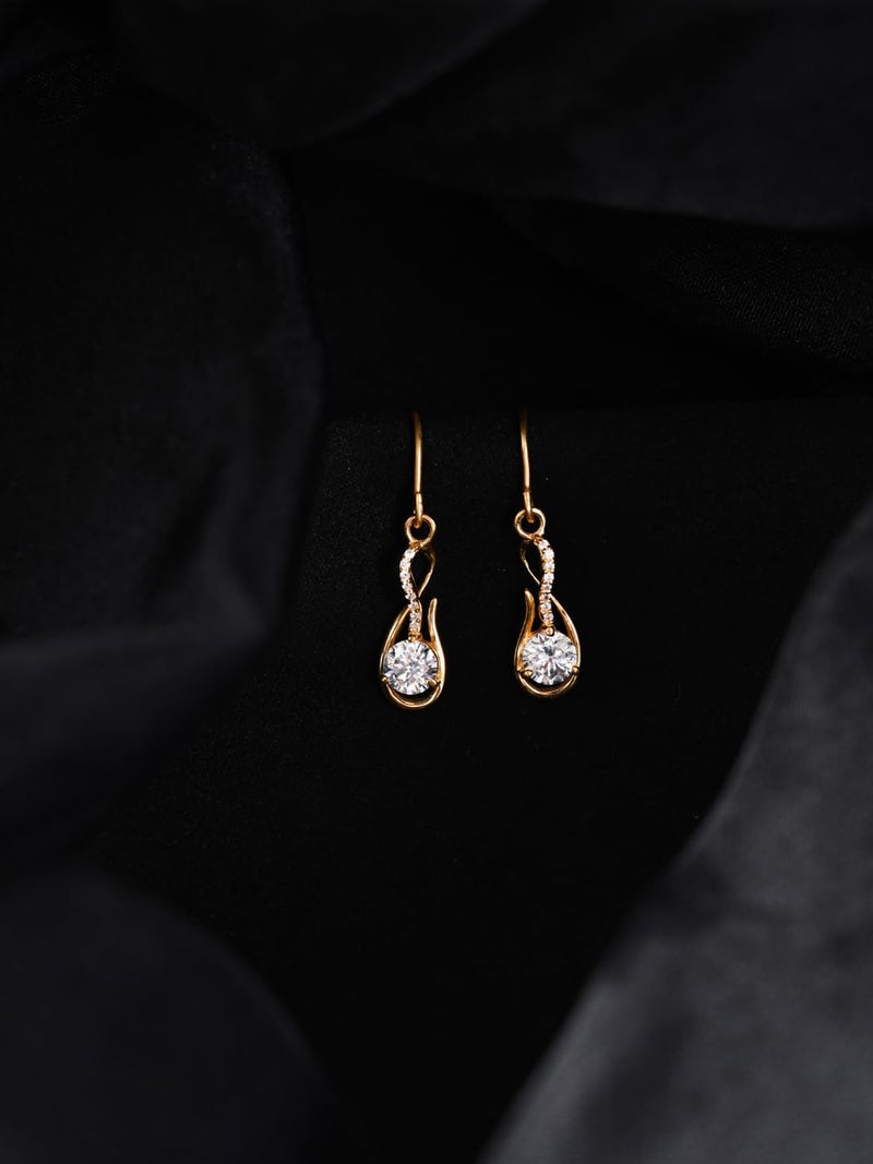 CLARA 925 Sterling Silver Ceci Solitaire Pendant Earrings Chain Necklace Jewellery Set | Gold Plated, Swiss Zirconia |Gift for Women and Girls - Image 2