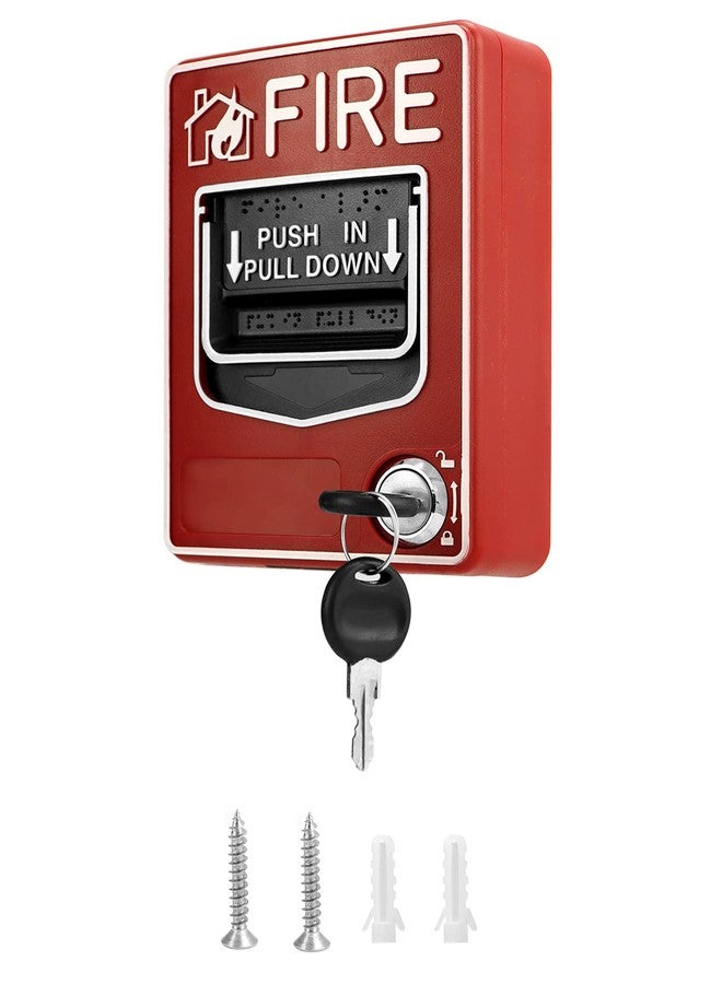 QWORK Wired Emergency Fire Alarm Station, Dual Action Manual Call Point Fire Alarm Panic Button 9-28VDC with 2 Keys - Image 1