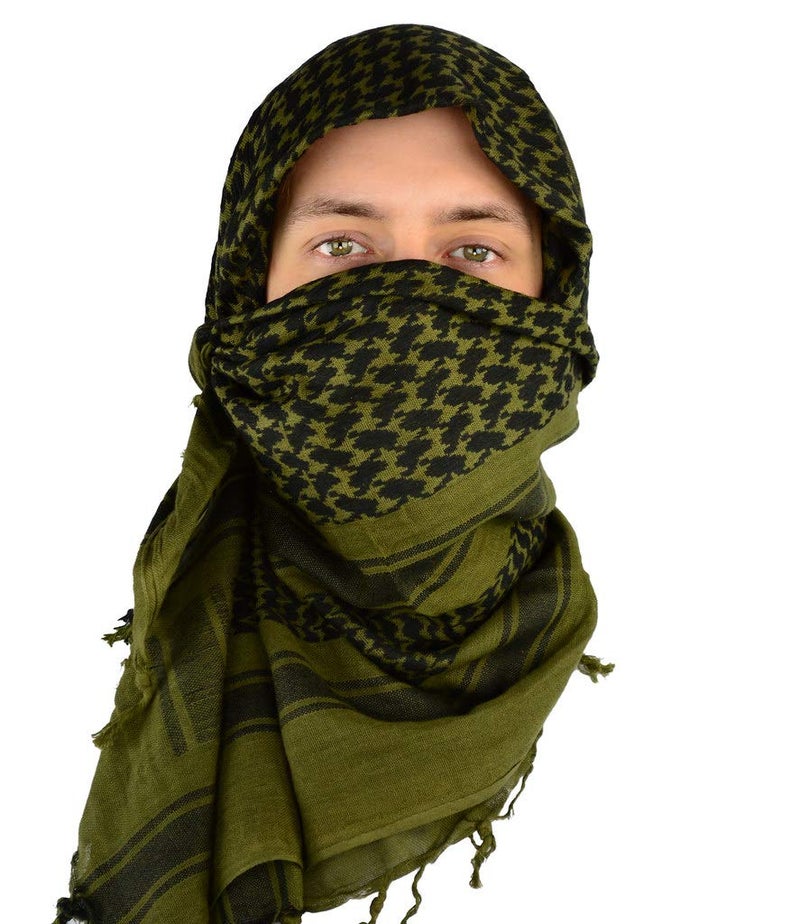 Mato & Hash Military Shemagh Tactical 100% Cotton Scarf Head Wrap - Olive Drab CA2100-3 - Image 1