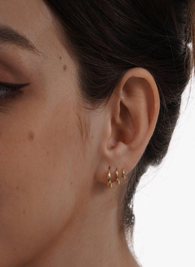 VIROMY Gold Hoop Earrings for Women Trendy Small Hoop Earrings for Women, 14K Gold Plated Lightweight Gold Hoop Earrings for Women Chunky Open Hoops Earrings for Girls Gold Jewelry Gifts for women - Image 4