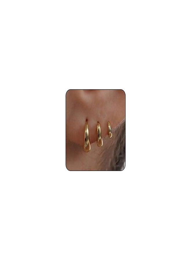 VIROMY Gold Hoop Earrings for Women Trendy Small Hoop Earrings for Women, 14K Gold Plated Lightweight Gold Hoop Earrings for Women Chunky Open Hoops Earrings for Girls Gold Jewelry Gifts for women - Image 1